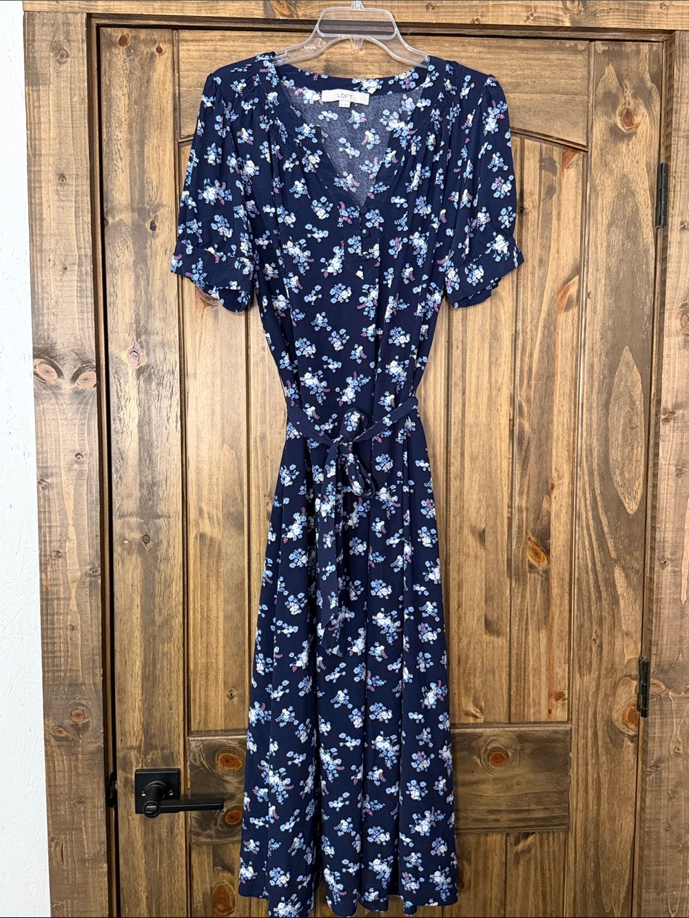 LOFT Navy Blue Floral Maxi Dress